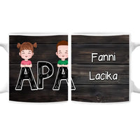 Szerkeszthető cuki karakteres egyedi ajándék bögre Apa felirattal