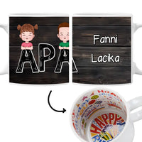 Szerkeszthető cuki karakteres egyedi ajándék bögre Apa felirattal