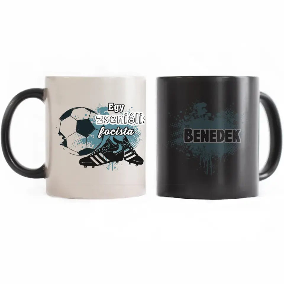 Egy zseniális focista feliratos bögre, egyedi névvel