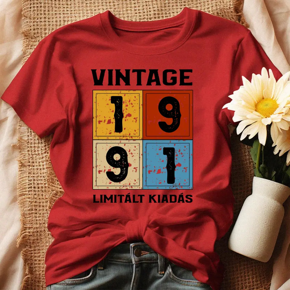Szülinapi ajándék nőknek - Évszámos limitált kiadás női póló piros