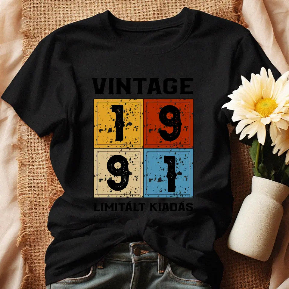 Szülinapi ajándék nőknek - Évszámos limitált kiadás női póló fekete