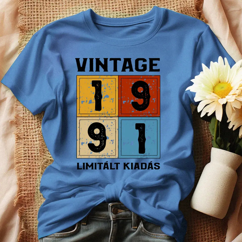 Szülinapi ajándék nőknek - Évszámos limitált kiadás női póló kék
