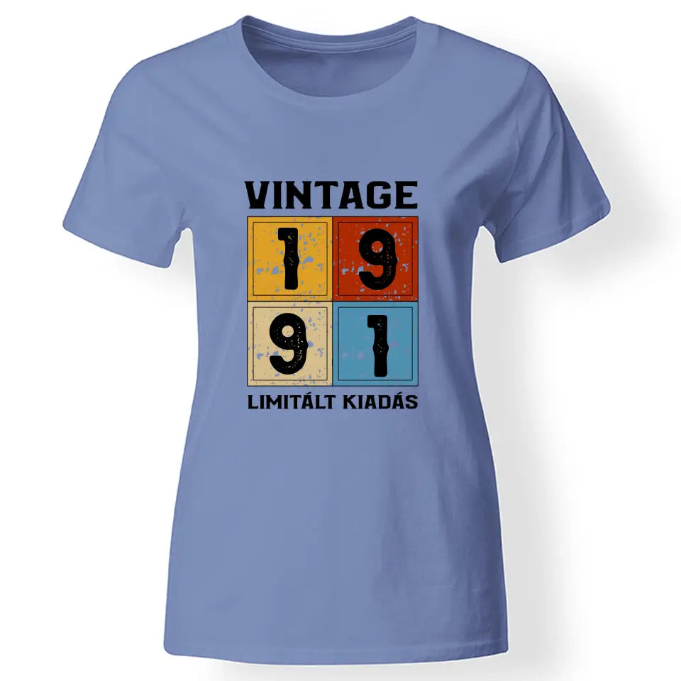 Szülinapi ajándék nőknek - Évszámos limitált kiadás női póló kék