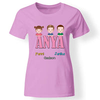 Egyedi ajándék póló Anyáknak, szerkeszthető karakterekkel rózsaszín