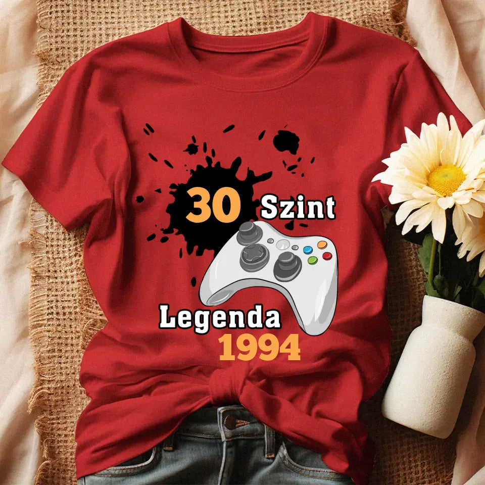 Személyre szabható születésnapi gamer póló - Nőknek
