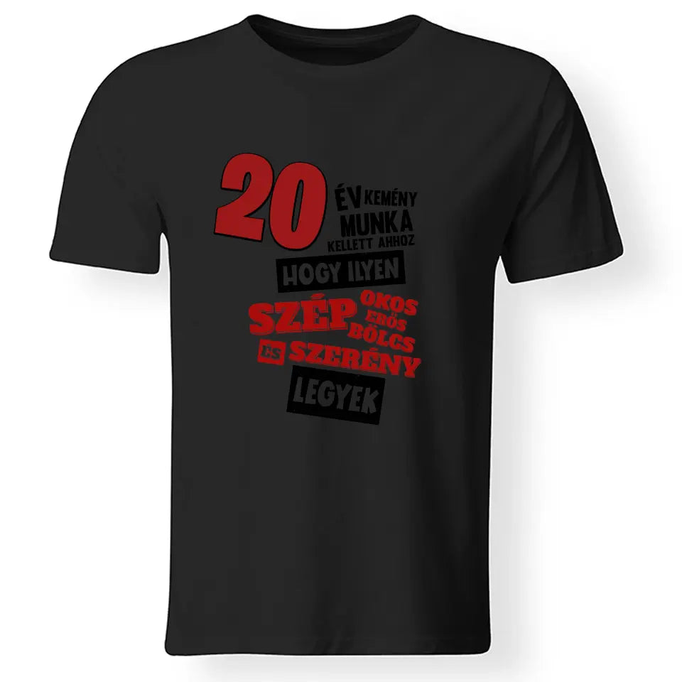 Szülinapi ajándék 20 éveseknek - 20 év kemény munka vicces póló férfiaknak