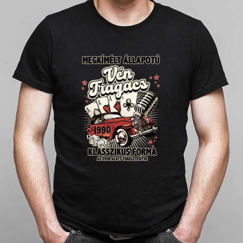 Szülinapi ajándék férfiaknak - Vén tragacs vicces póló férfiaknak