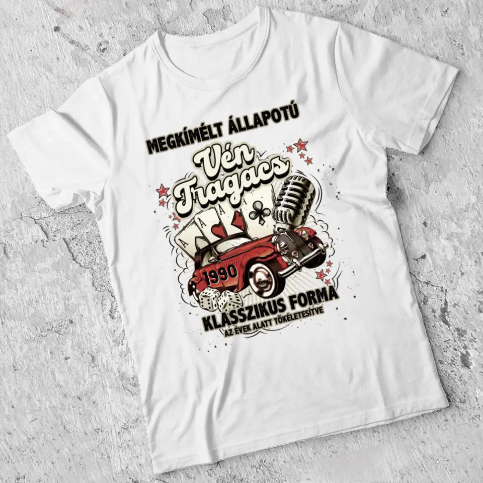 Szülinapi ajándék férfiaknak - Vén tragacs vicces póló férfiaknak