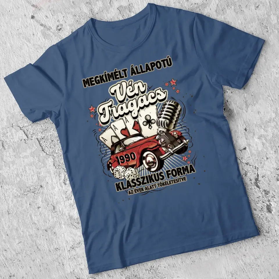 Szülinapi ajándék férfiaknak - Vén tragacs vicces póló férfiaknak