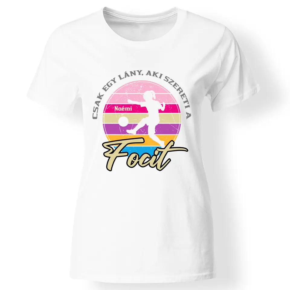 Lány, aki szereti a focit póló nőkne