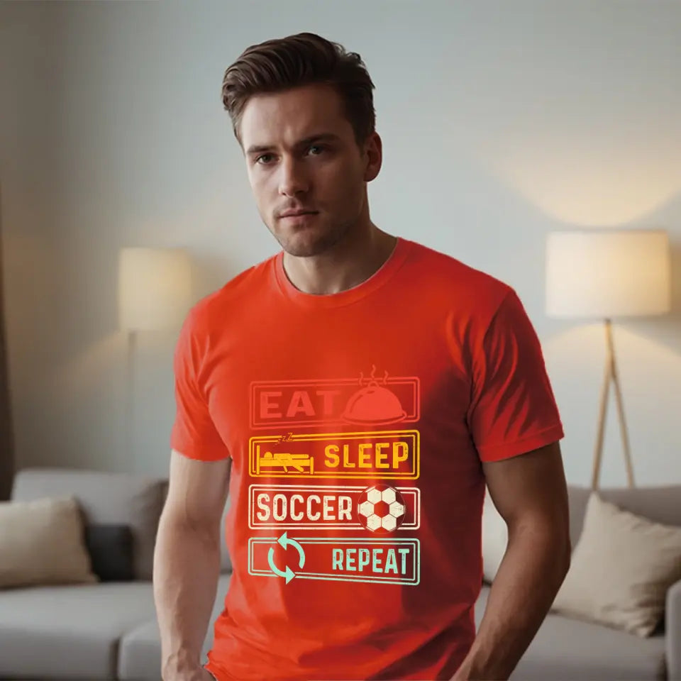 Eat.Sleep.Soccer.Repeat férfi póló
