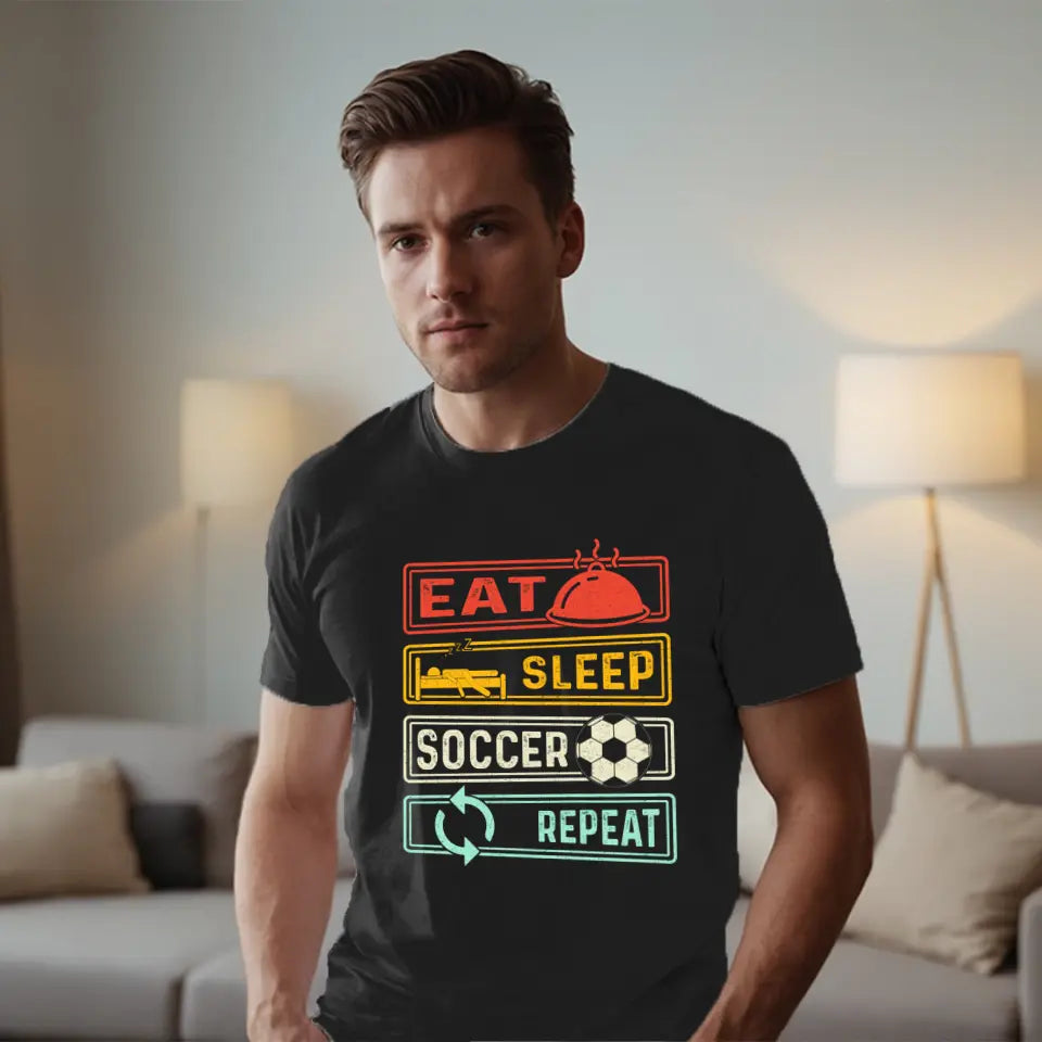 Eat.Sleep.Soccer.Repeat férfi póló