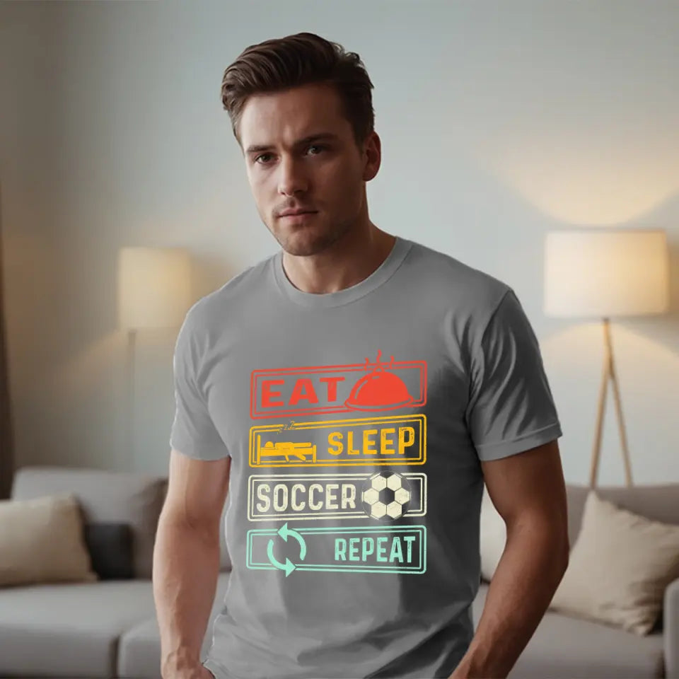 Eat.Sleep.Soccer.Repeat férfi póló