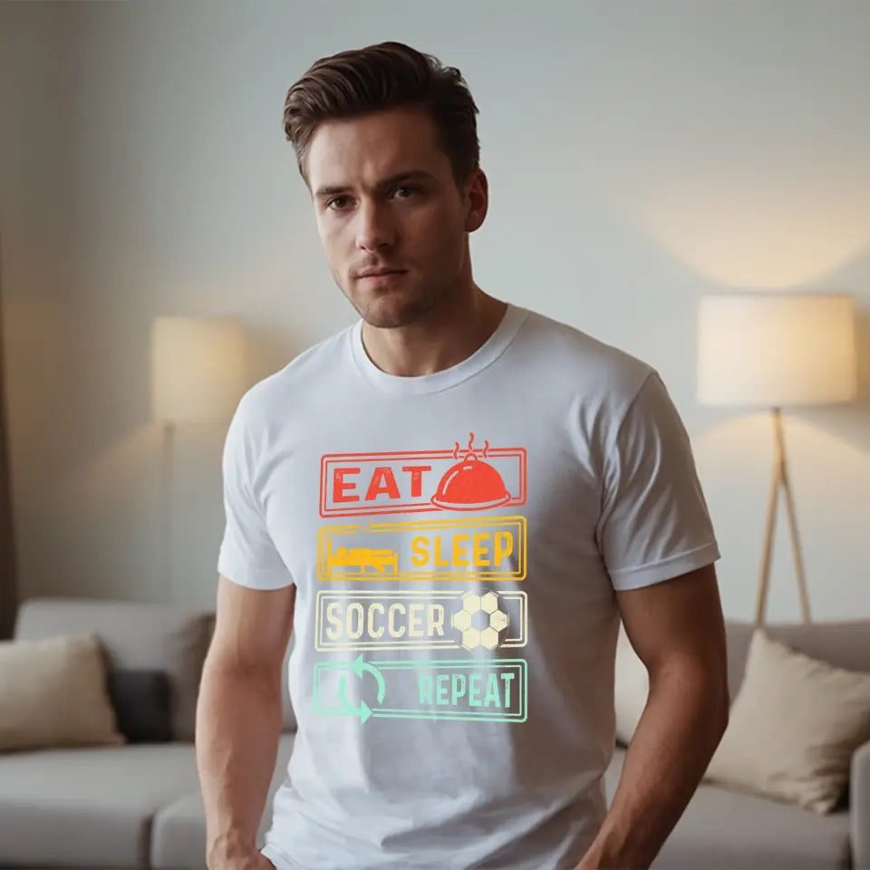Eat.Sleep.Soccer.Repeat férfi póló