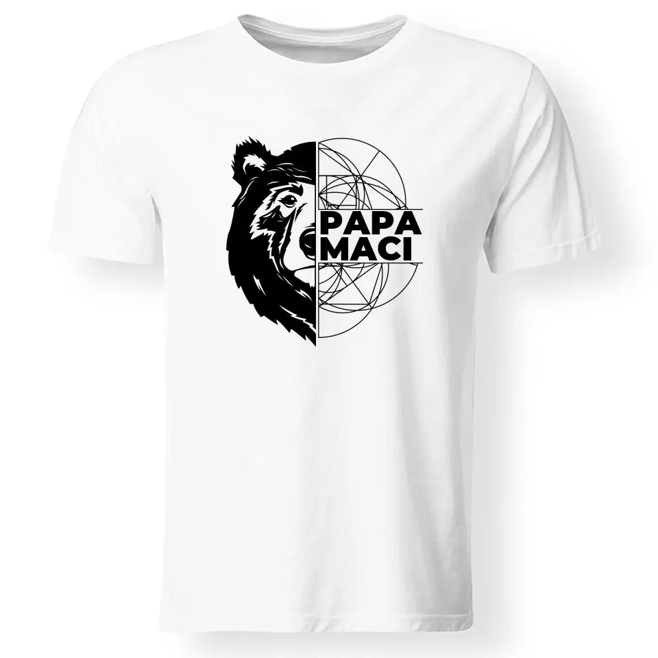 Papa maci férfi póló szerkeszthető felirattal és geometrikus mintával