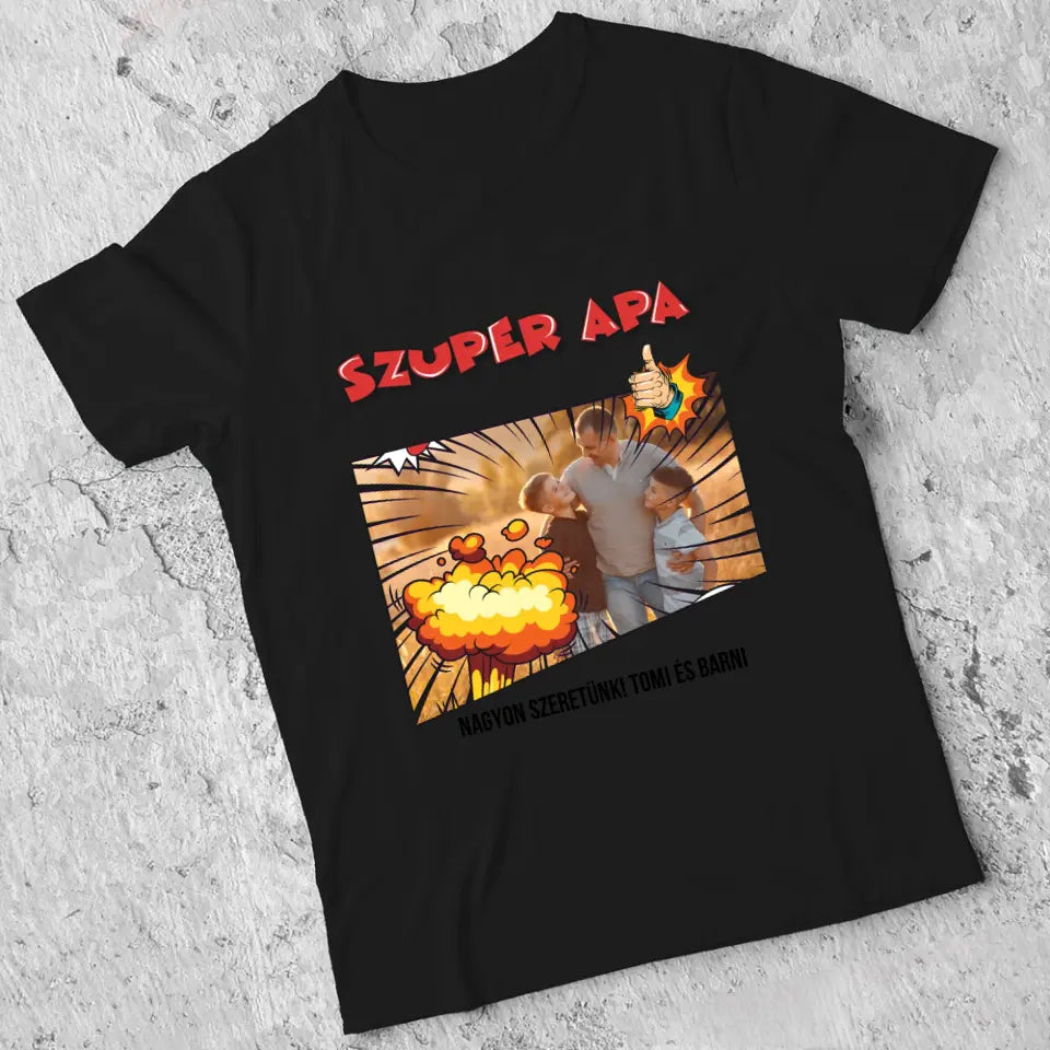 Ajándék Apáknak -egyedi fényképes szuper apa póló