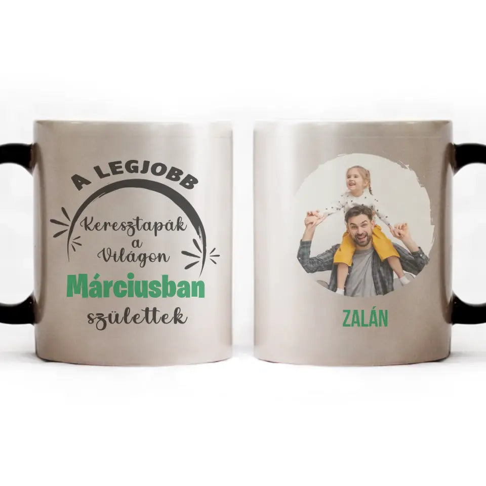 Egyedi képes szerkeszthető  születésnapi ajándék bögre a Legjobb Keresztapáknak