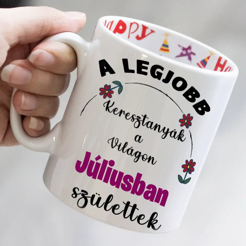 Egyedi képes szerkeszthető születésnapi ajándék bögre a Legjobb Keresztanyáknak