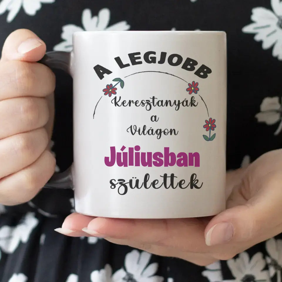 Egyedi képes szerkeszthető  születésnapi ajándék bögre a Legjobb Keresztanyáknak