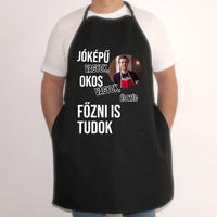 Vicces fekete kötény férfiaknak egyedi fényképpel