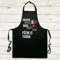 Vicces fekete kötény férfiaknak egyedi fényképpel