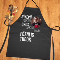 Vicces fekete kötény férfiaknak egyedi fényképpel
