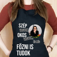 Vicces fekete kötény nőknek egyedi fényképpel