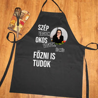 Vicces fekete kötény nőknek egyedi fényképpel