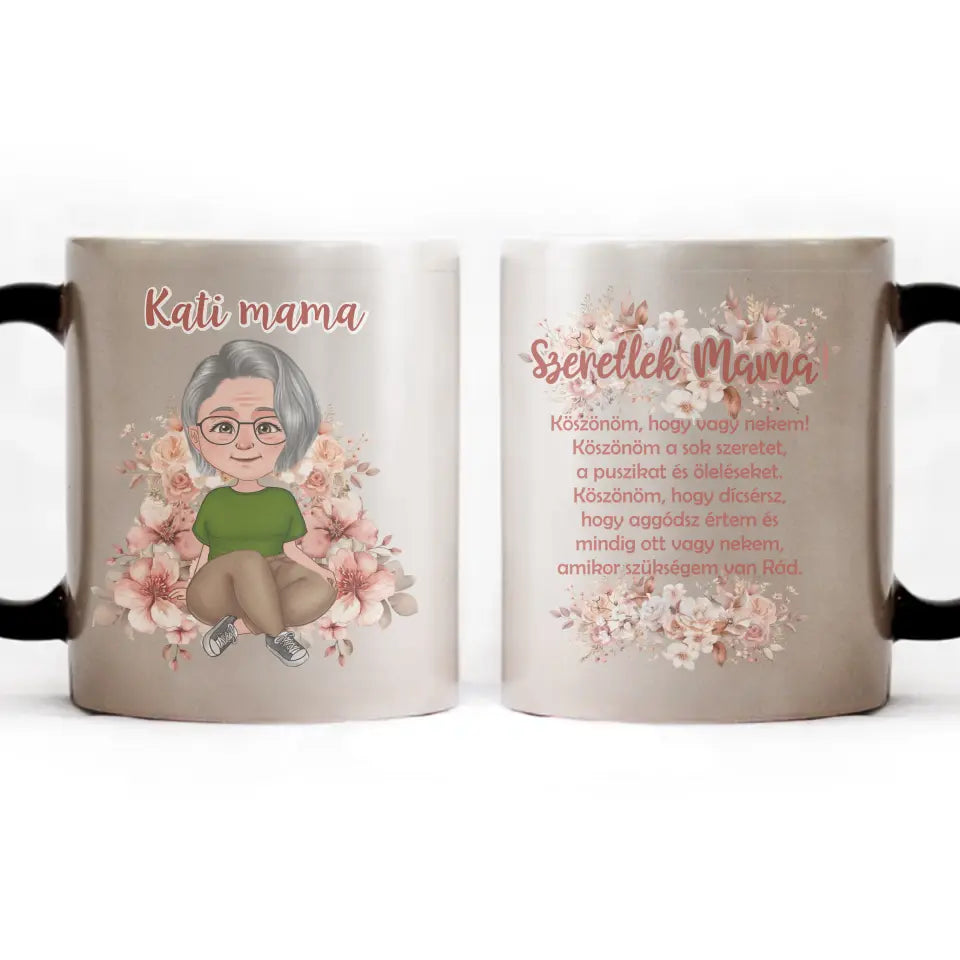 Szeretlek Mama cuki karakteres egyedi anyák napi ajándék bögre nagymamáknak