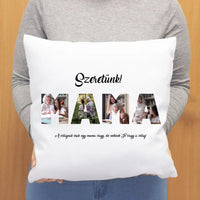 Mama feliratos párna egyedi fényképpel