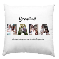 Mama feliratos párna egyedi fényképpel