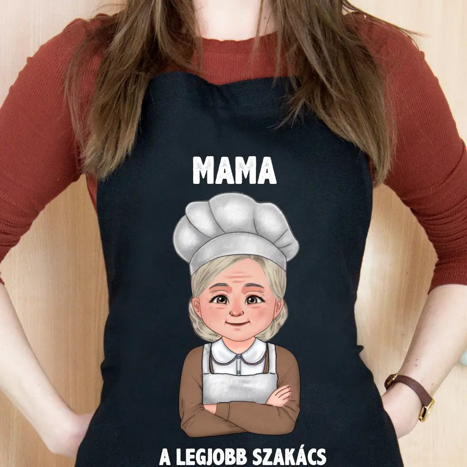 Cuki karakteres női fekete kötény mamáknak