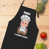 Cuki karakteres női fekete kötény mamáknak