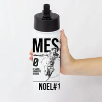 Személyre szabható Messi focis ajándék szívószálas kulacs gyerekeknek 