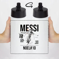 Személyre szabható Messi focis ajándék szívószálas kulacs gyerekeknek