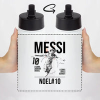 Személyre szabható Messi focis ajándék szívószálas kulacs gyerekeknek 
