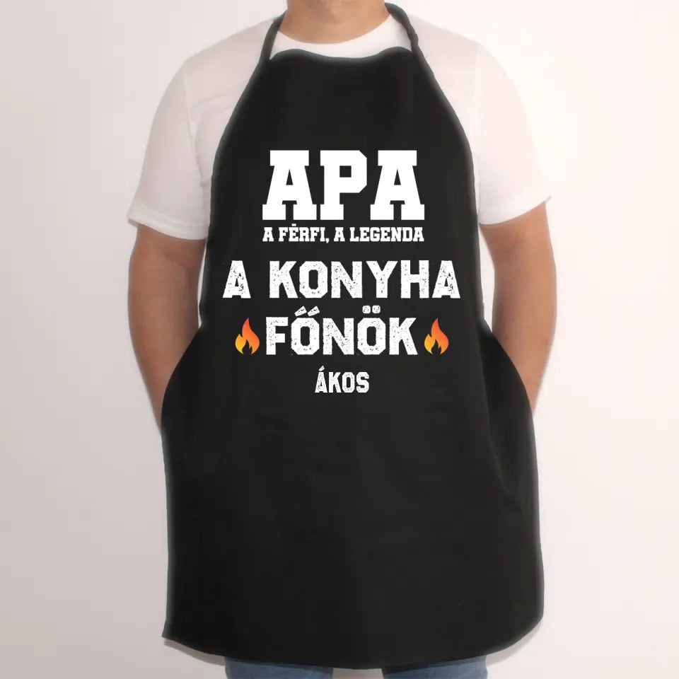 Apa a konyhafőnök fekete kötény