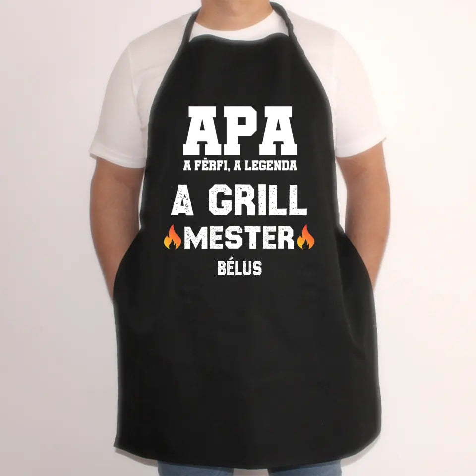 Apa a grillmester fekete kötény