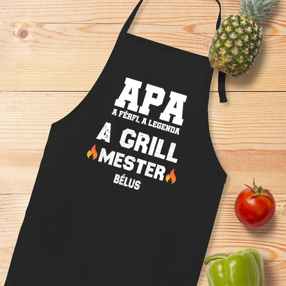 Apa a grillmester fekete kötény