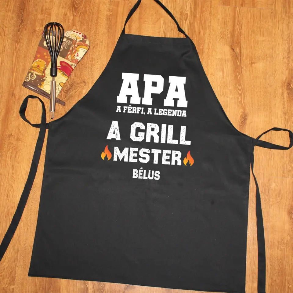 Apa a grillmester fekete kötény