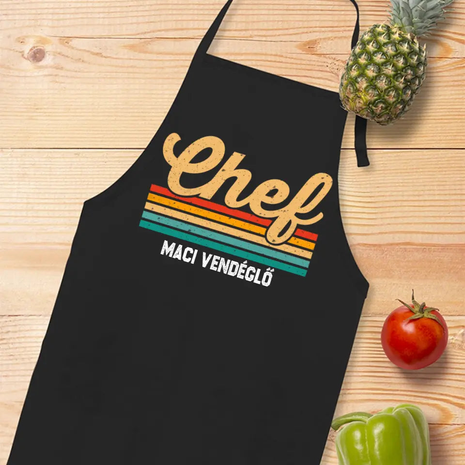 Chef feliratú fekete kötény