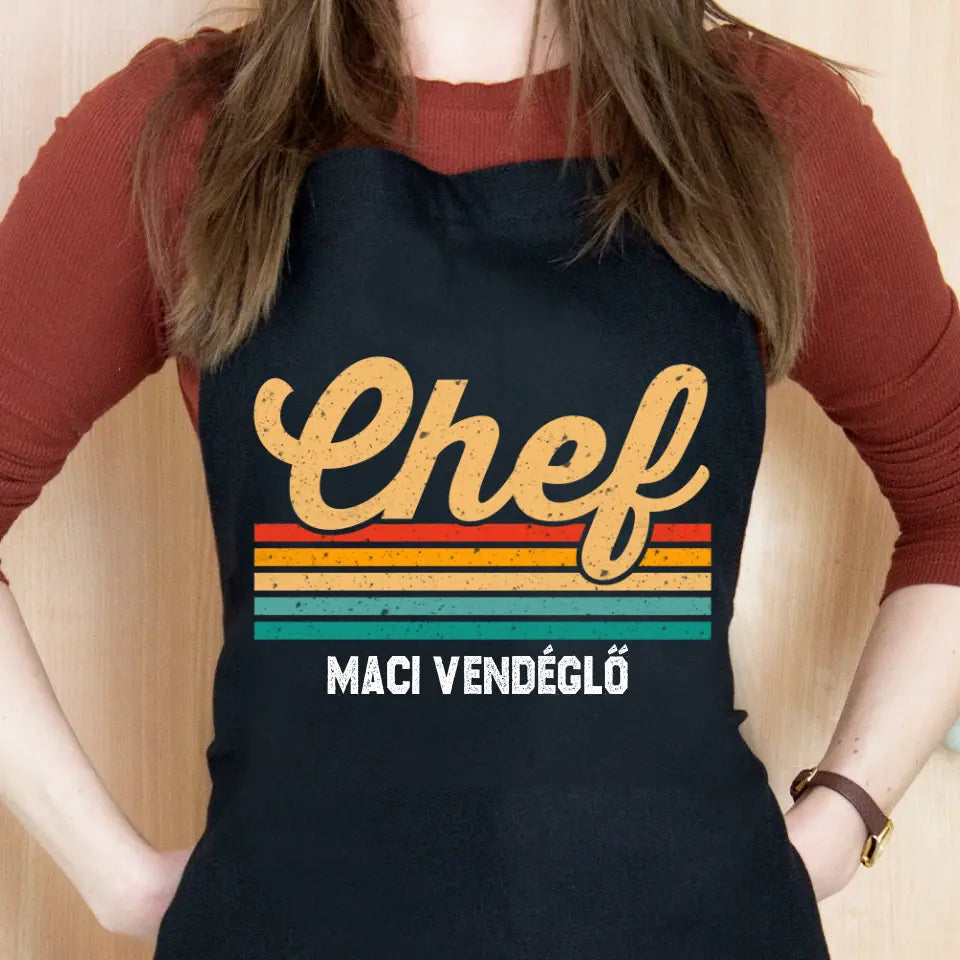 Chef feliratú fekete kötény