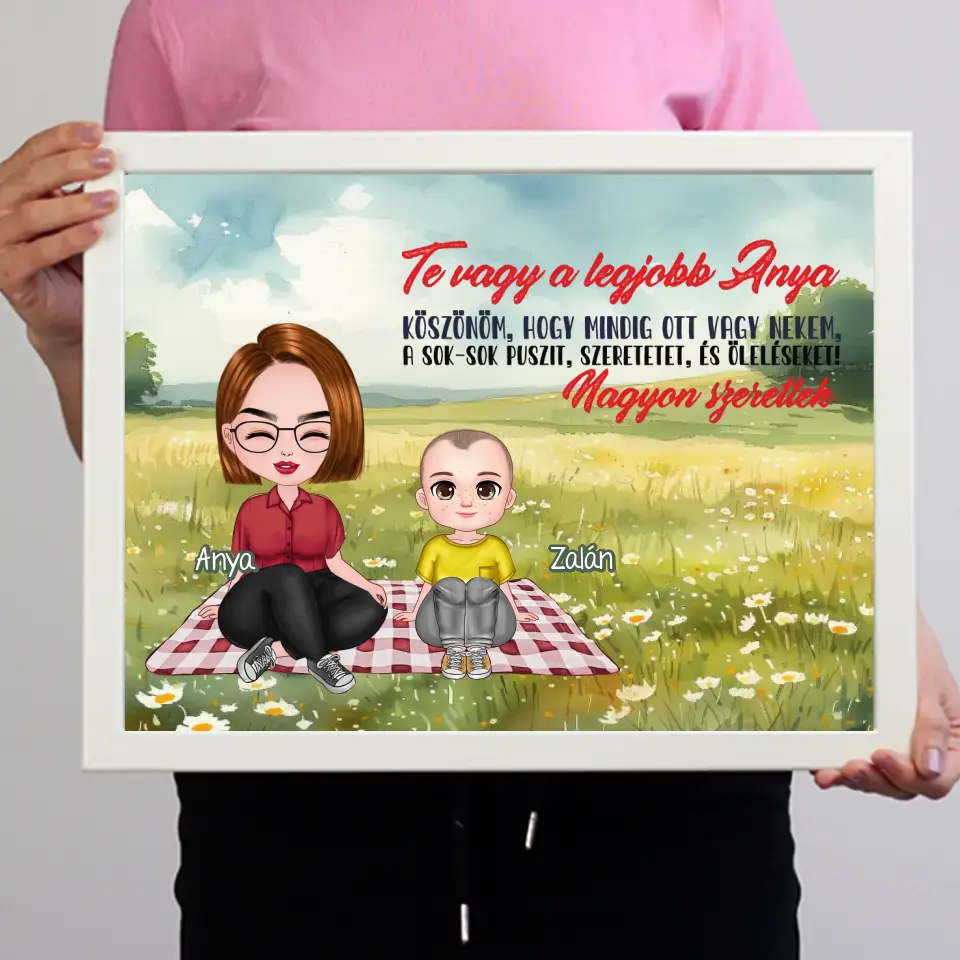 Egyedi ajándék anyukáknak - Szerkeszthető karakteres Te vagy a legjobb Anya falikép