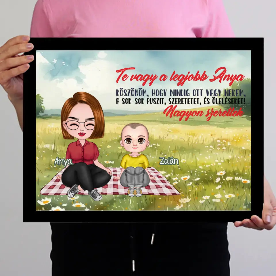 Egyedi ajándék anyukáknak - Szerkeszthető karakteres Te vagy a legjobb Anya falikép