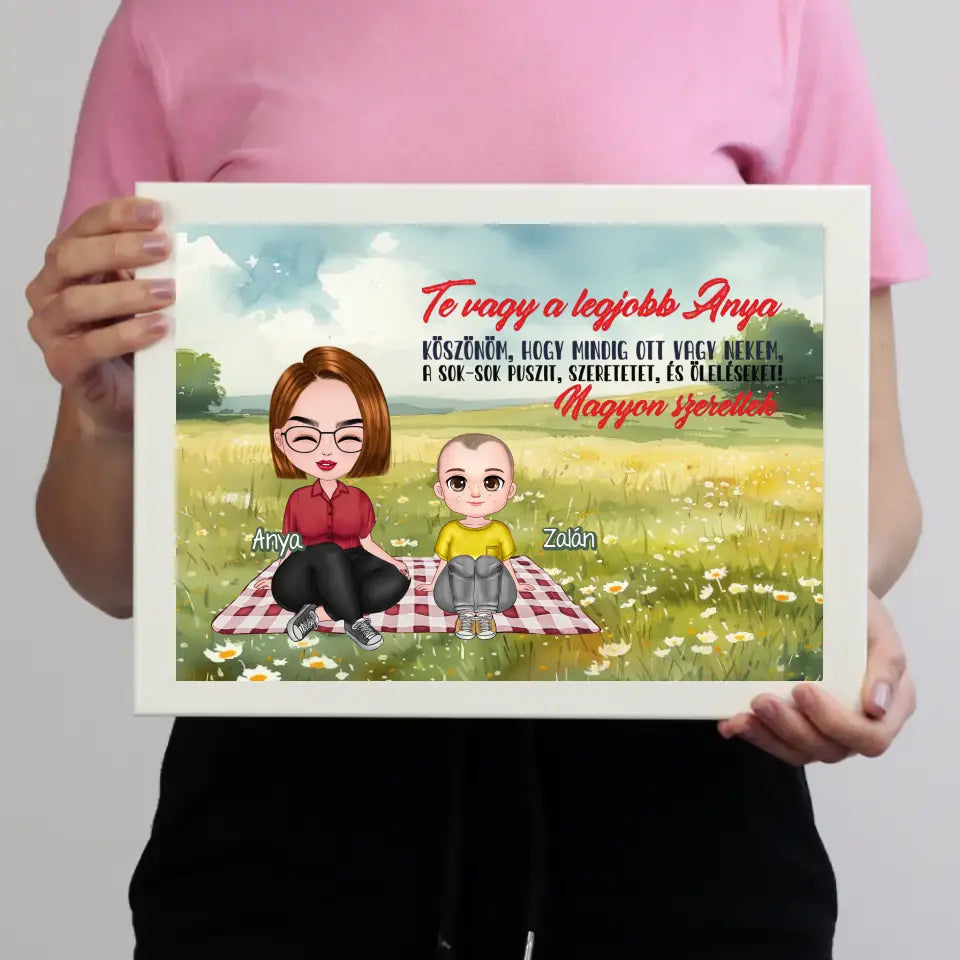 Egyedi ajándék anyukáknak - Szerkeszthető karakteres Te vagy a legjobb Anya falikép