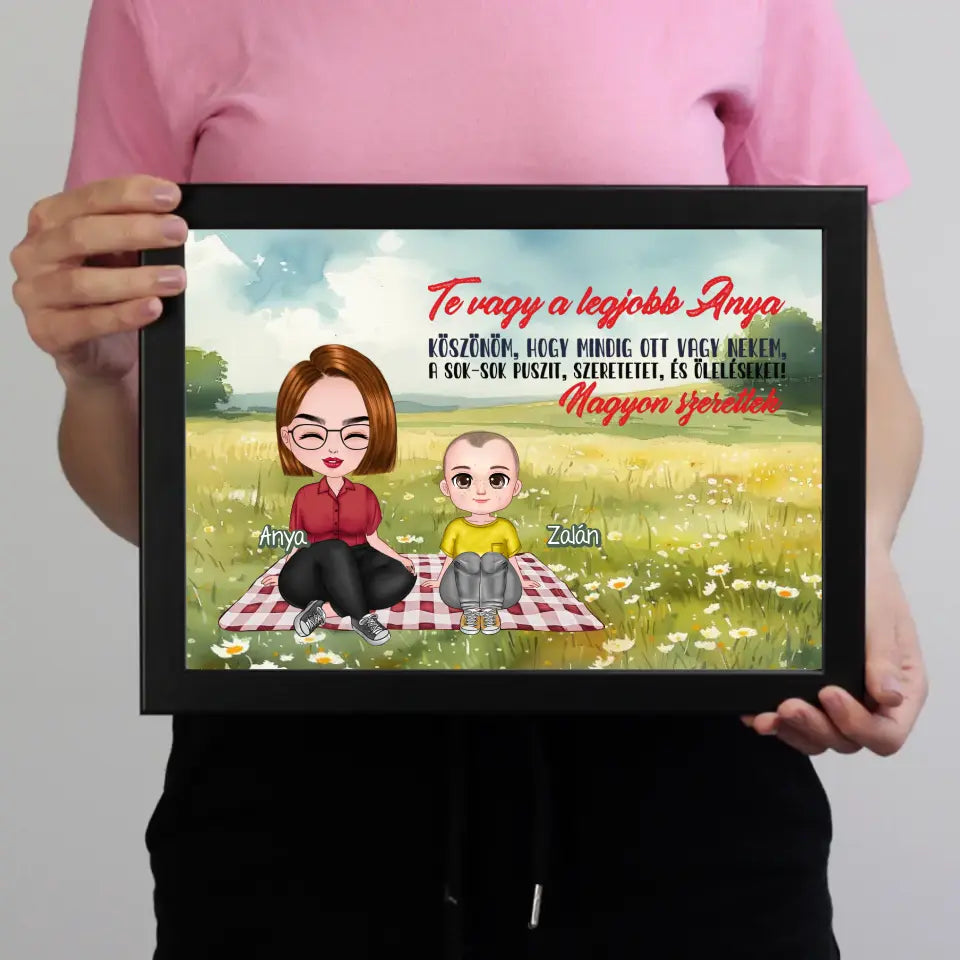 Egyedi ajándék anyukáknak - Szerkeszthető karakteres Te vagy a legjobb Anya falikép