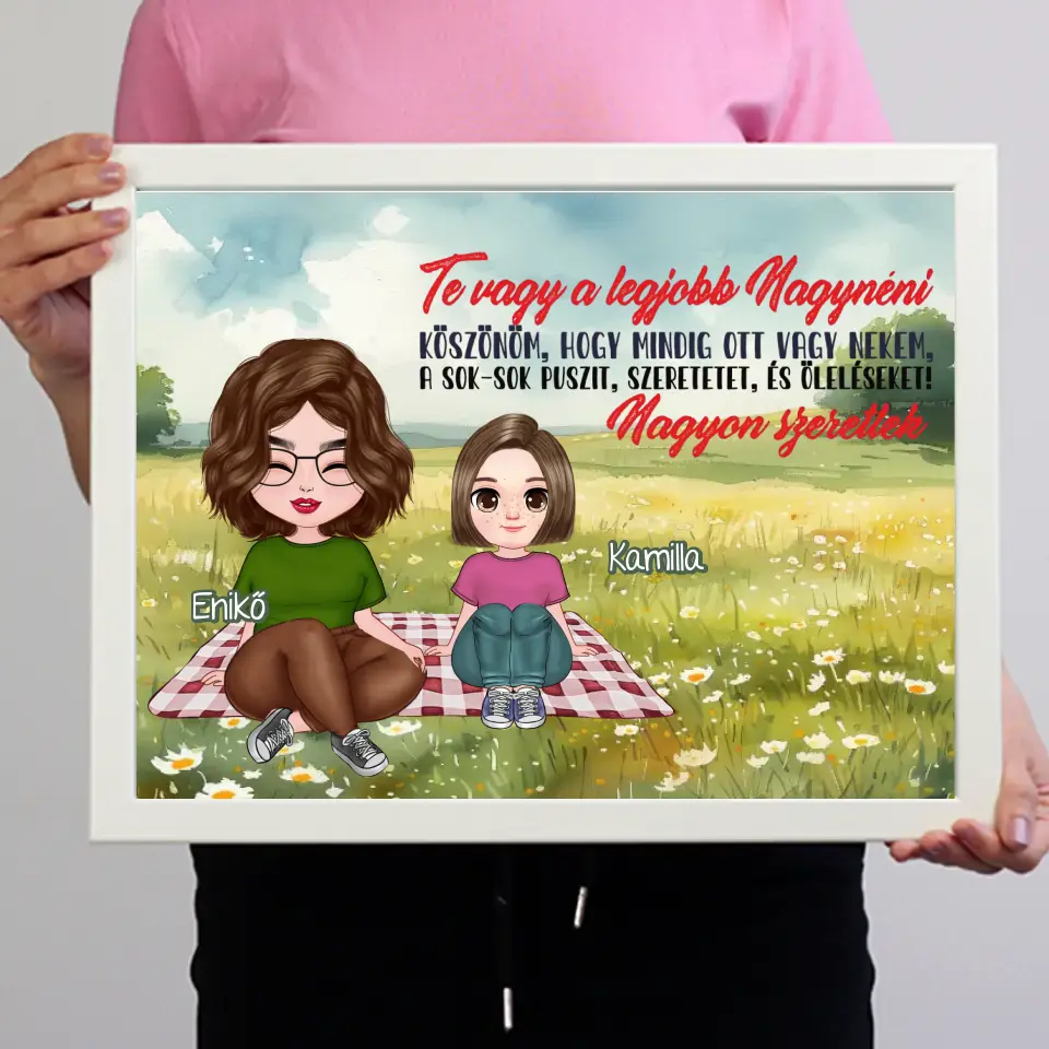 Egyedi ajándék nagynéniknek - Szerkeszthető karakteres Te vagy a legjobb Nagynéni falikép