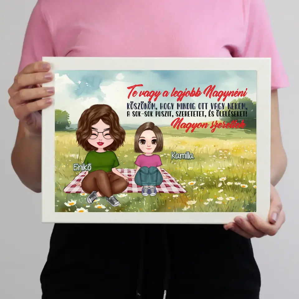 Egyedi ajándék nagynéniknek - Szerkeszthető karakteres Te vagy a legjobb Nagynéni falikép