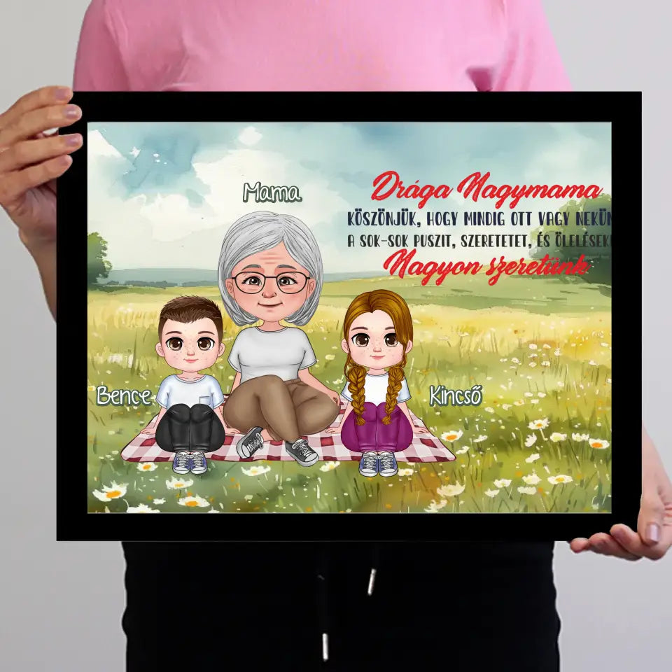Egyedi ajándék nagymamáknak - Szerkeszthető karakteres Drága Nagymama falikép