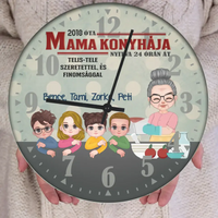 Mama konyhája falióra- személyre szabható ajándék nagymamáknak unokákkal